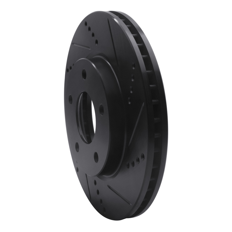 Dodge Caliber Brake Rotor (1) - Front Right - R1 Concepts - Drilled & Slotted - Black - `07-`17